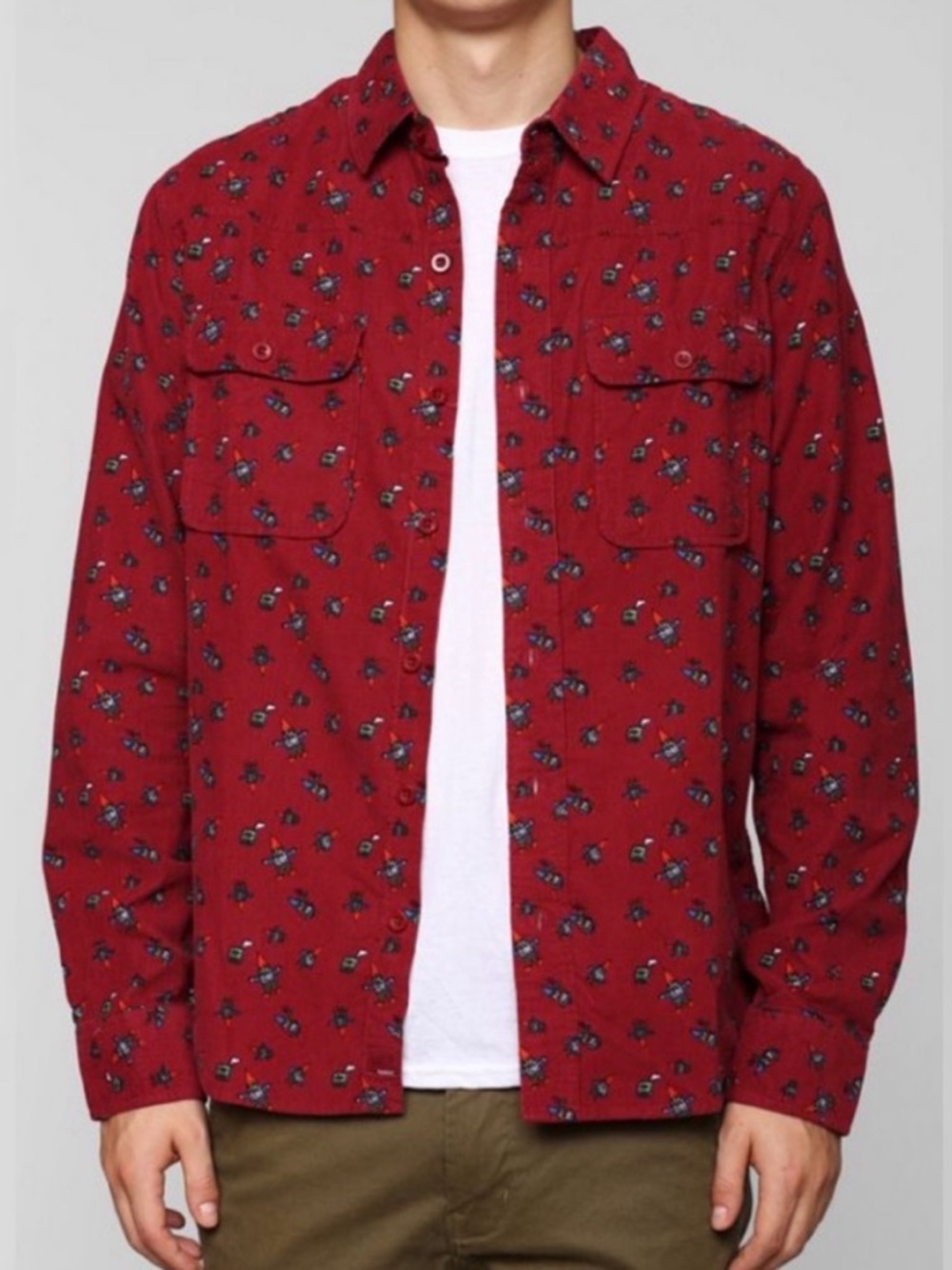 Urban Outfitters Toddland Gnome Corduroy Button Down Shirt Long Sleeve Large